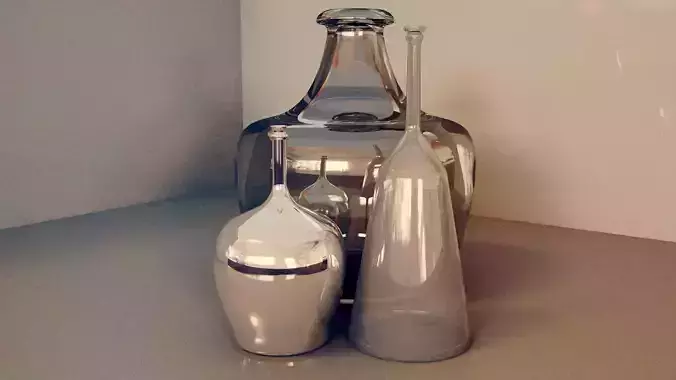 Bottles set of glass vases