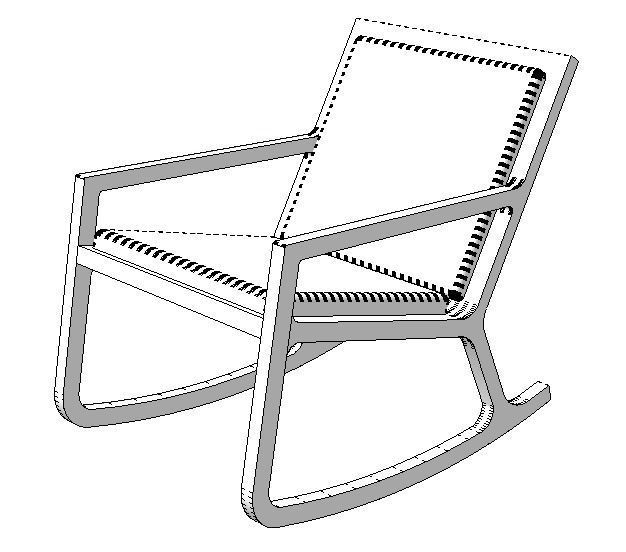 Rocker Teal upholstered walnut rocking chair h81 w60 d92 cms Low-poly 3D model_3