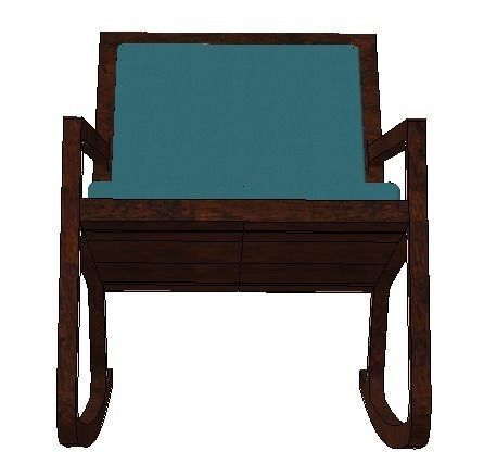 Rocker Teal upholstered walnut rocking chair h81 w60 d92 cms Low-poly 3D model_6