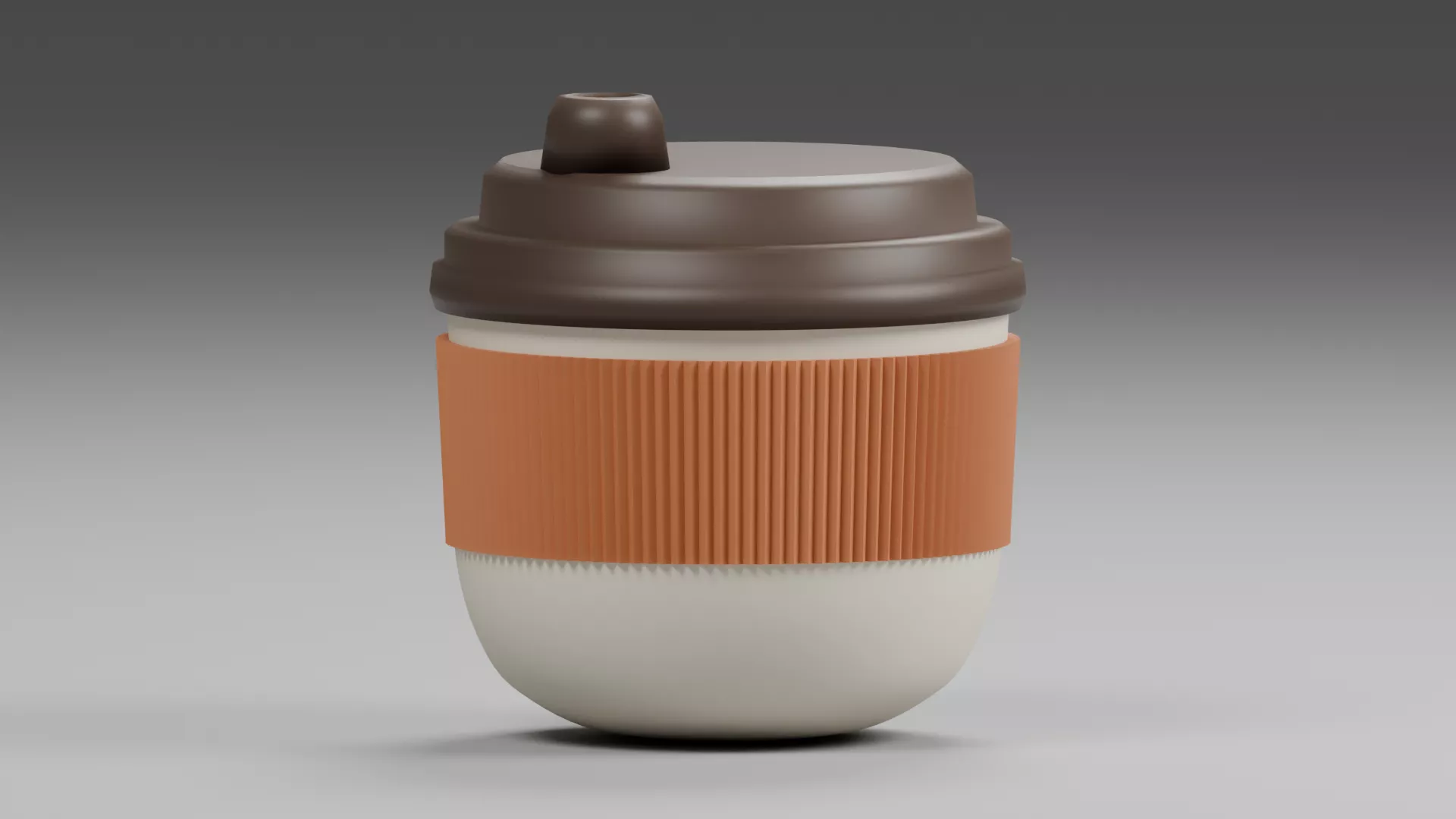 Round Takeaway Coffee Cup with Ribbed Sleeve Low-poly 3D model