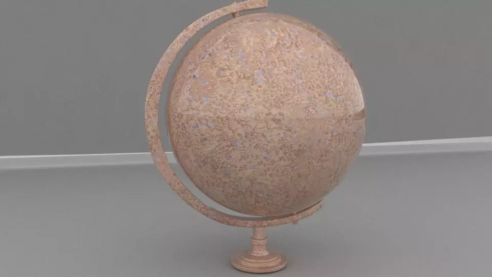 Rusty Metallic Globe 3D model_0
