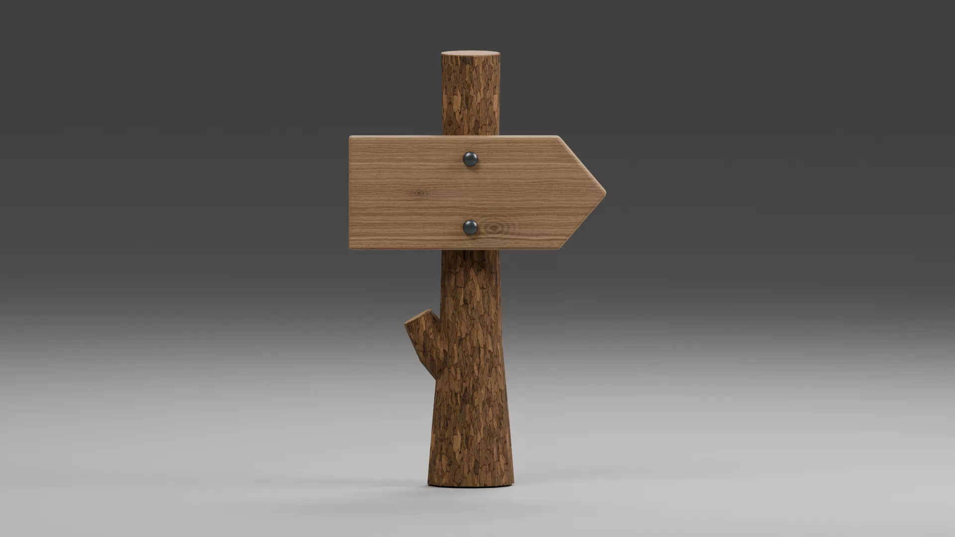 Single Arrow Plank on Rustic Log Support Low-poly 3D model