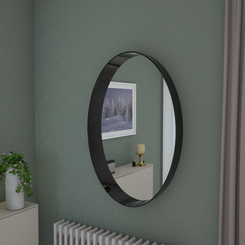 Oval mirror 95cm high grey gloss frame