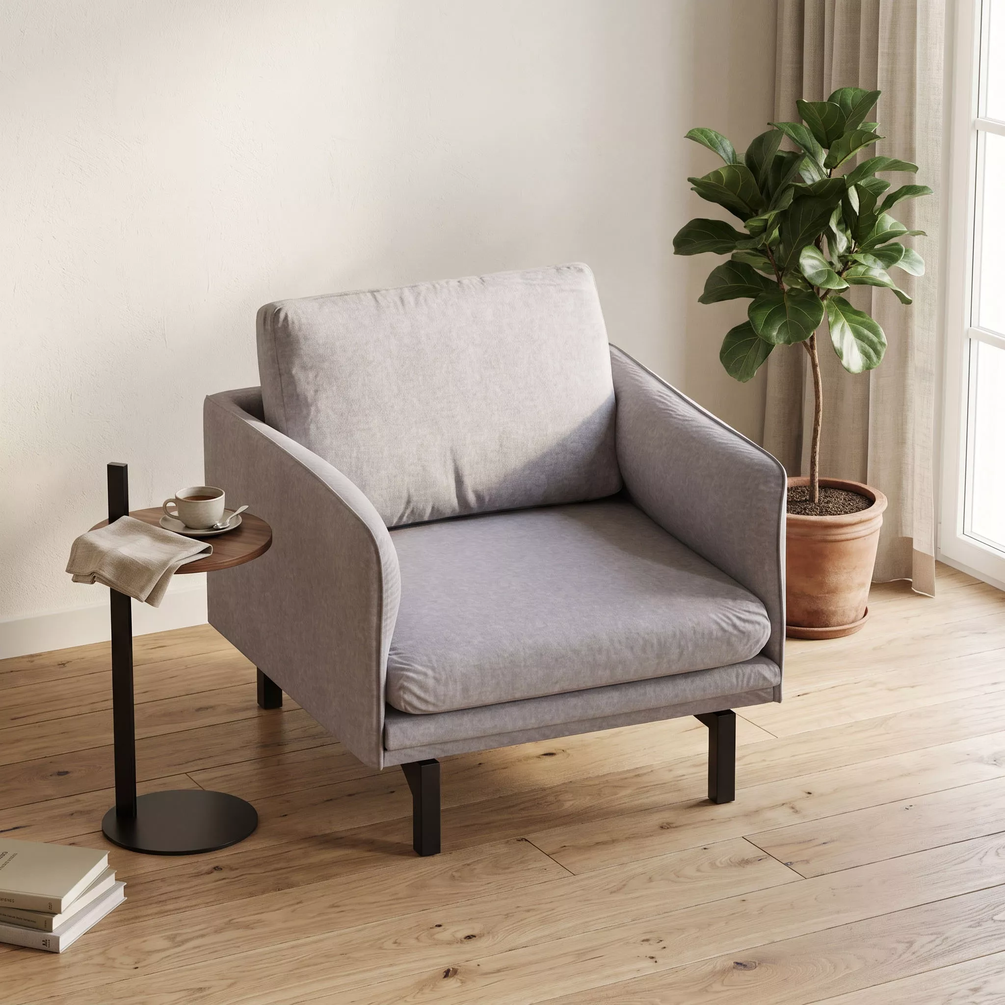 1-seater Style Clean Washable Full-Covering Fabric Sofa 3D model