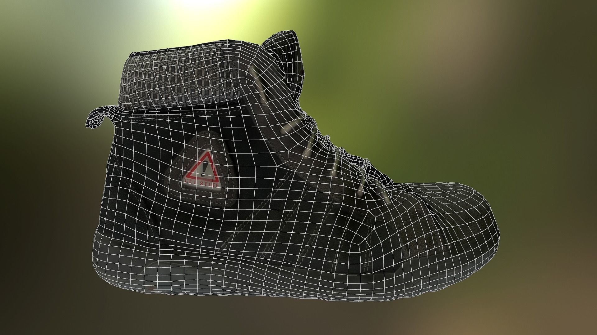 Boot 3D model low poly work boots - mods Low-poly 3D model_14