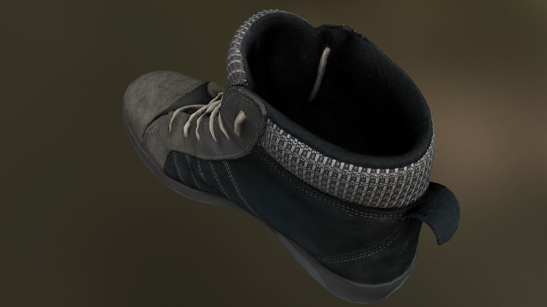 Boot 3D model low poly work boots - mods Low-poly 3D model_9