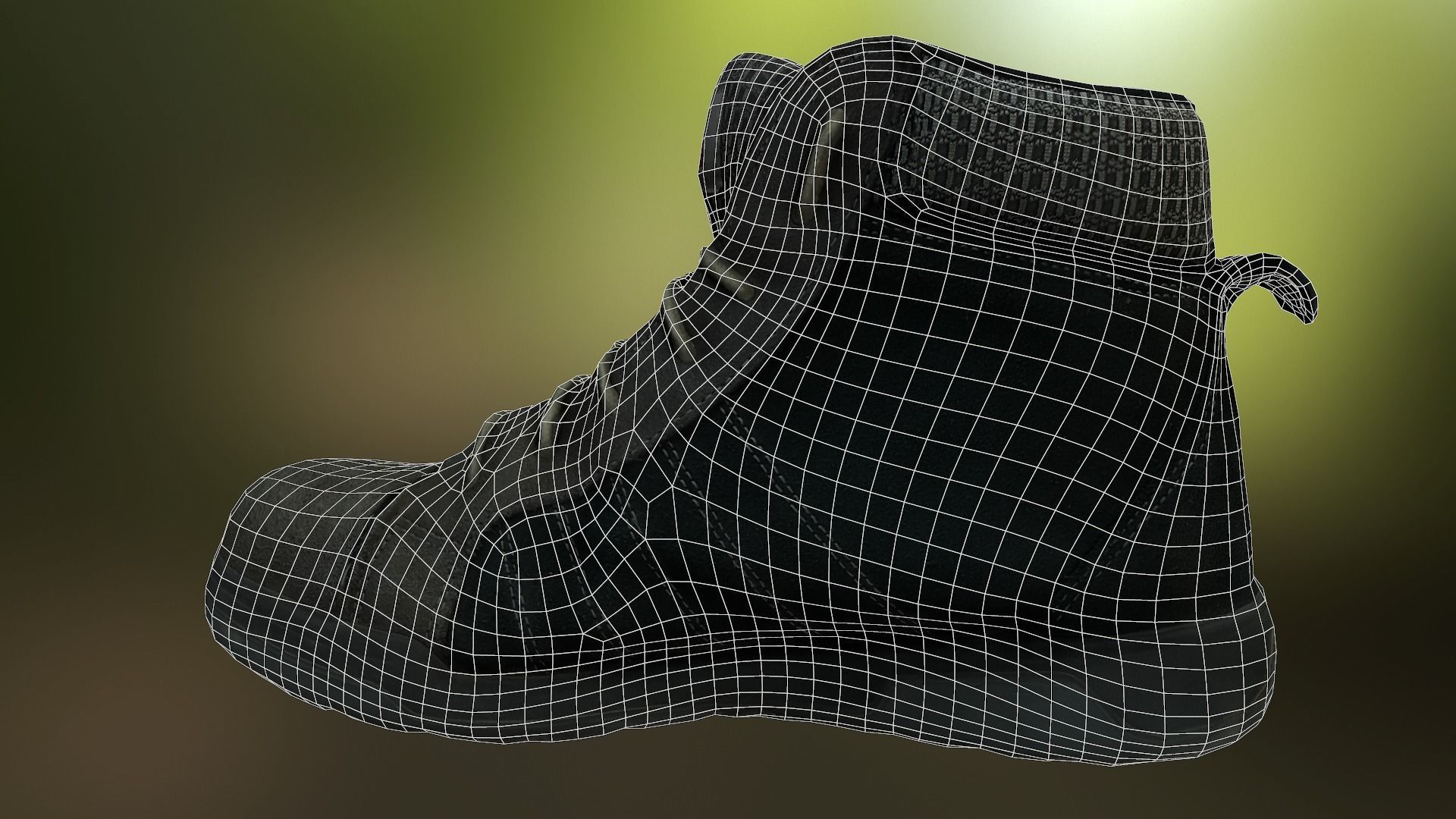 Boot 3D model low poly work boots - mods Low-poly 3D model_15