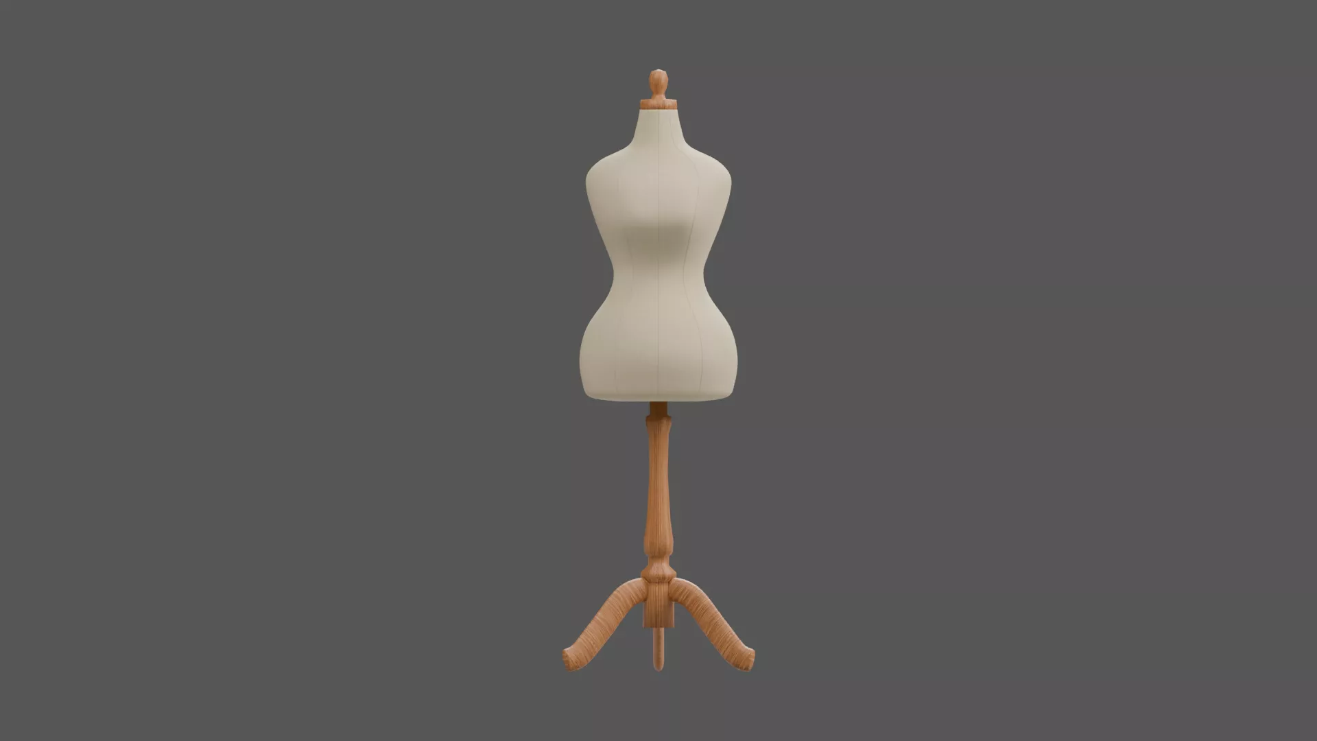 Cream Dress Form on Wooden Tripod Low-poly 3D model