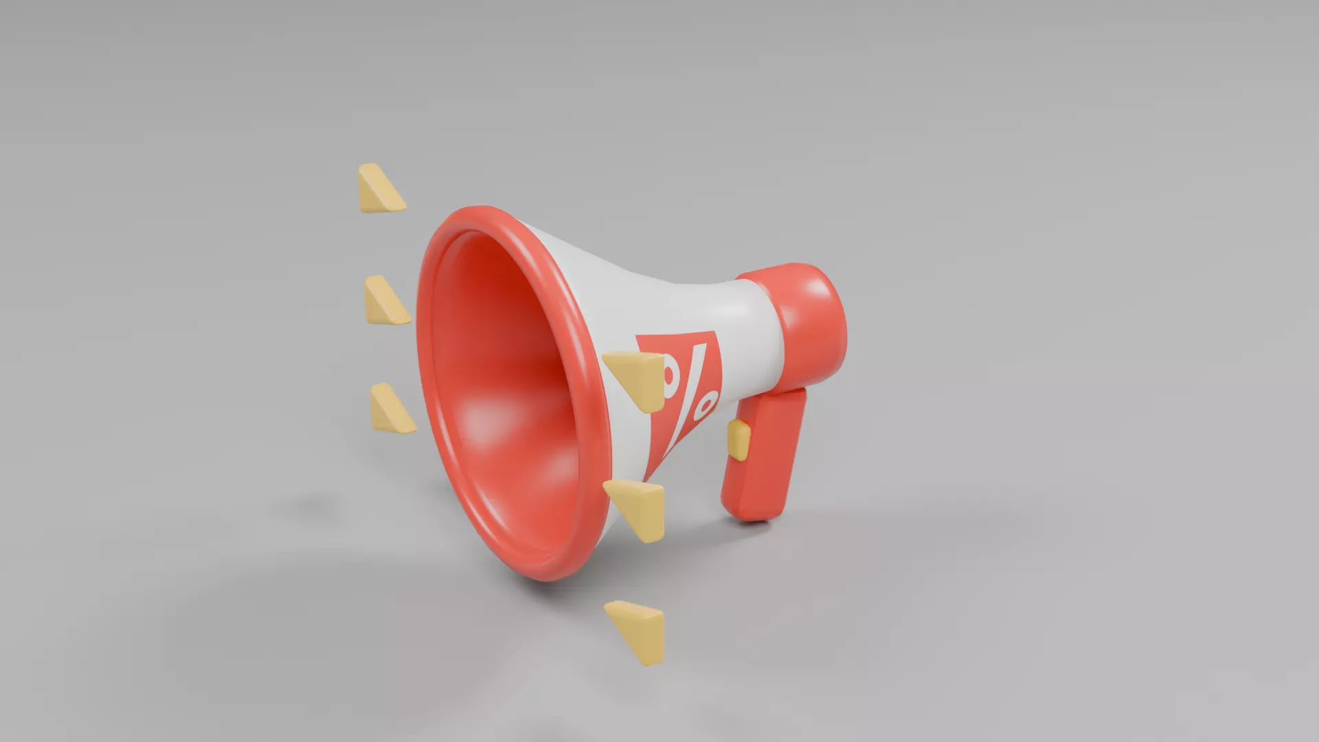 Sale Megaphone with Percentage Emblem Low-poly 3D model