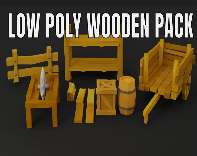Low-Poly Wooden Props Pack Free 3D model