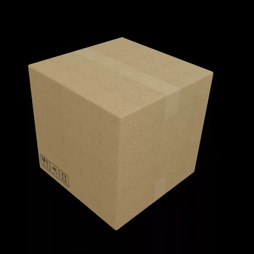 Realistic Cardboard Packaging Box 200x200x200mm with 4K PBR