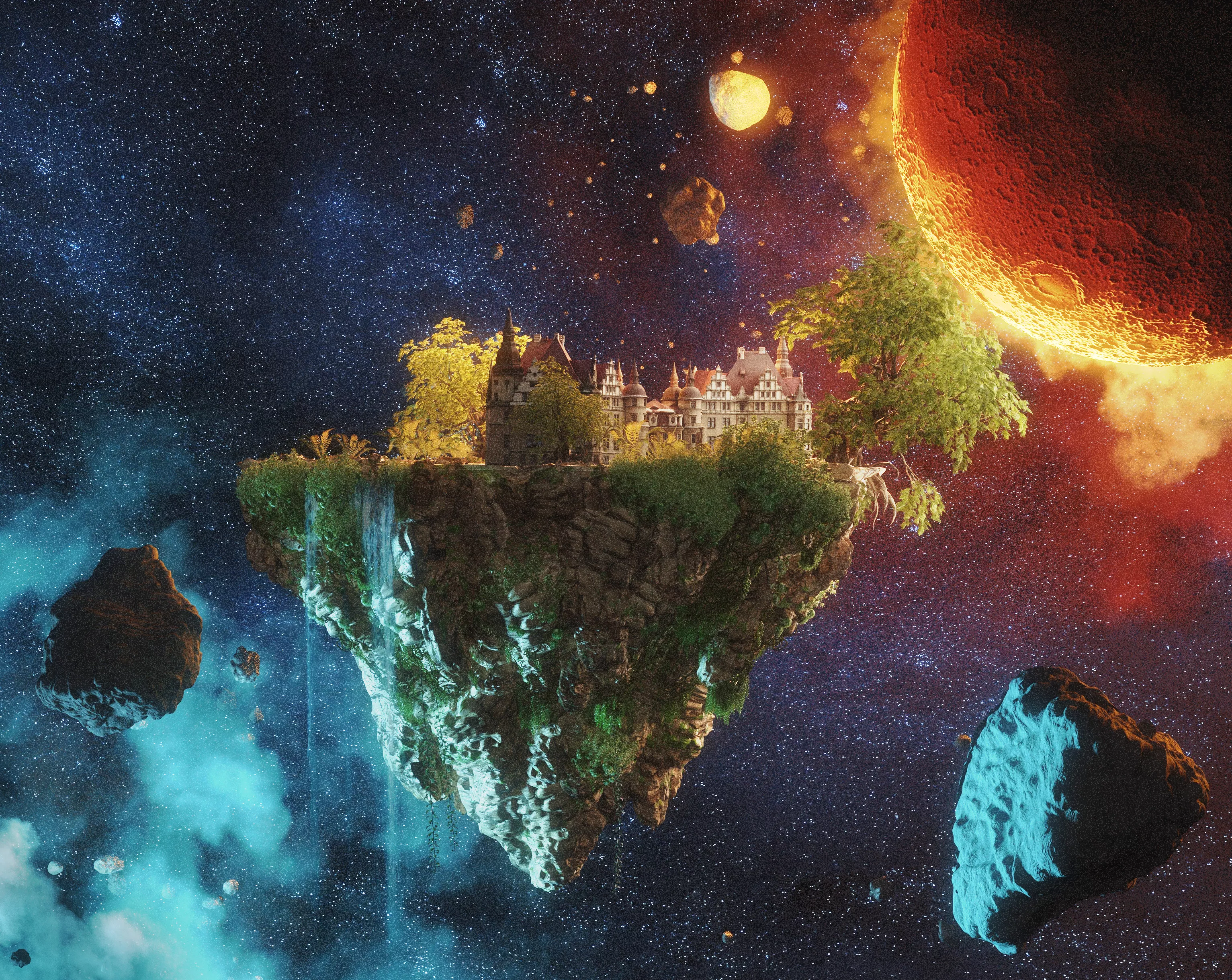Space Island Low-poly 3D model