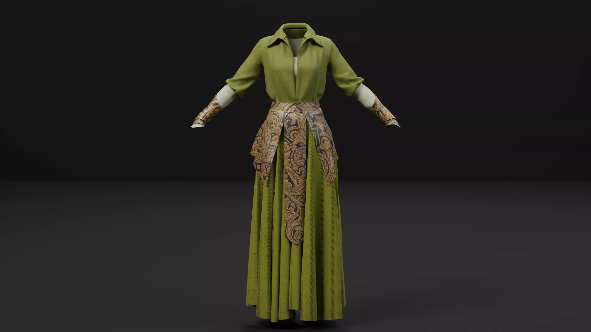 Elegant Fantasy Dress Low-poly 3D model
