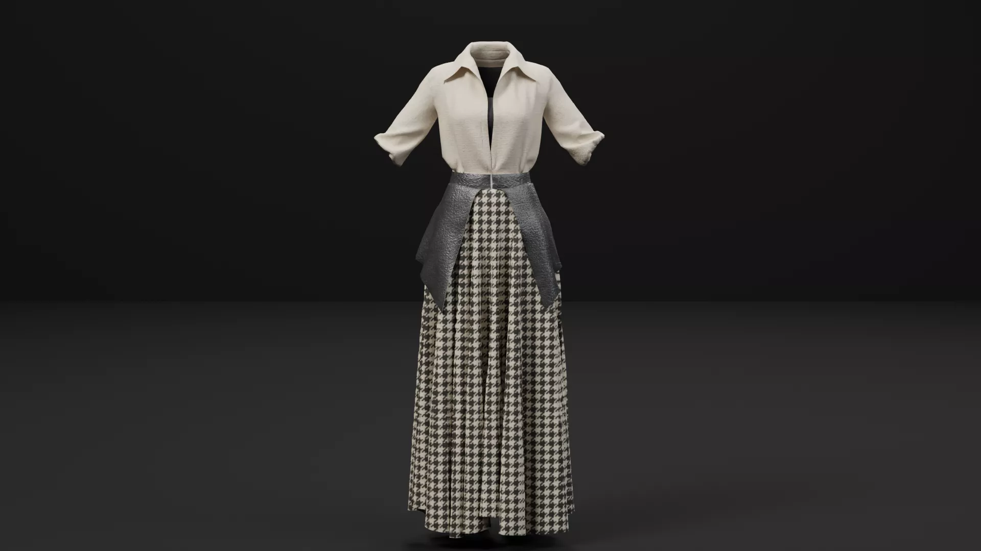 Elegant Long Dress Low-poly 3D model