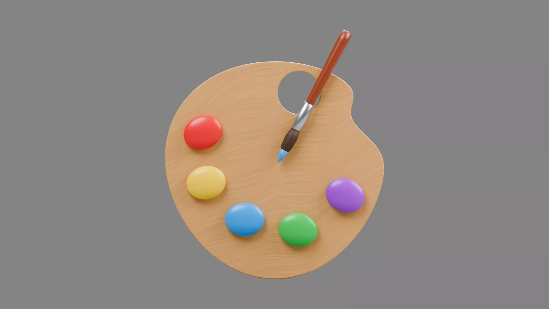Cartoon painting palette Low-poly 3D model