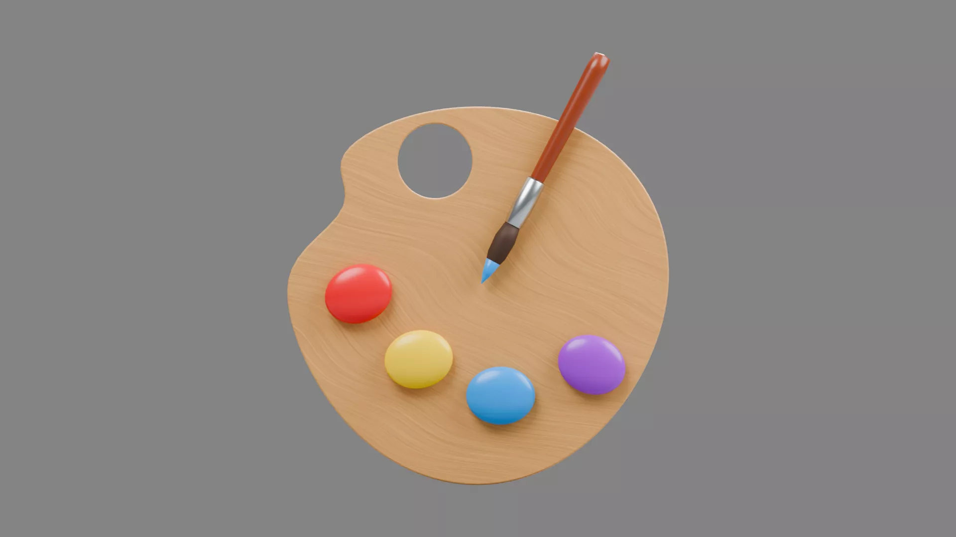 Cartoon painting palette Low-poly 3D model