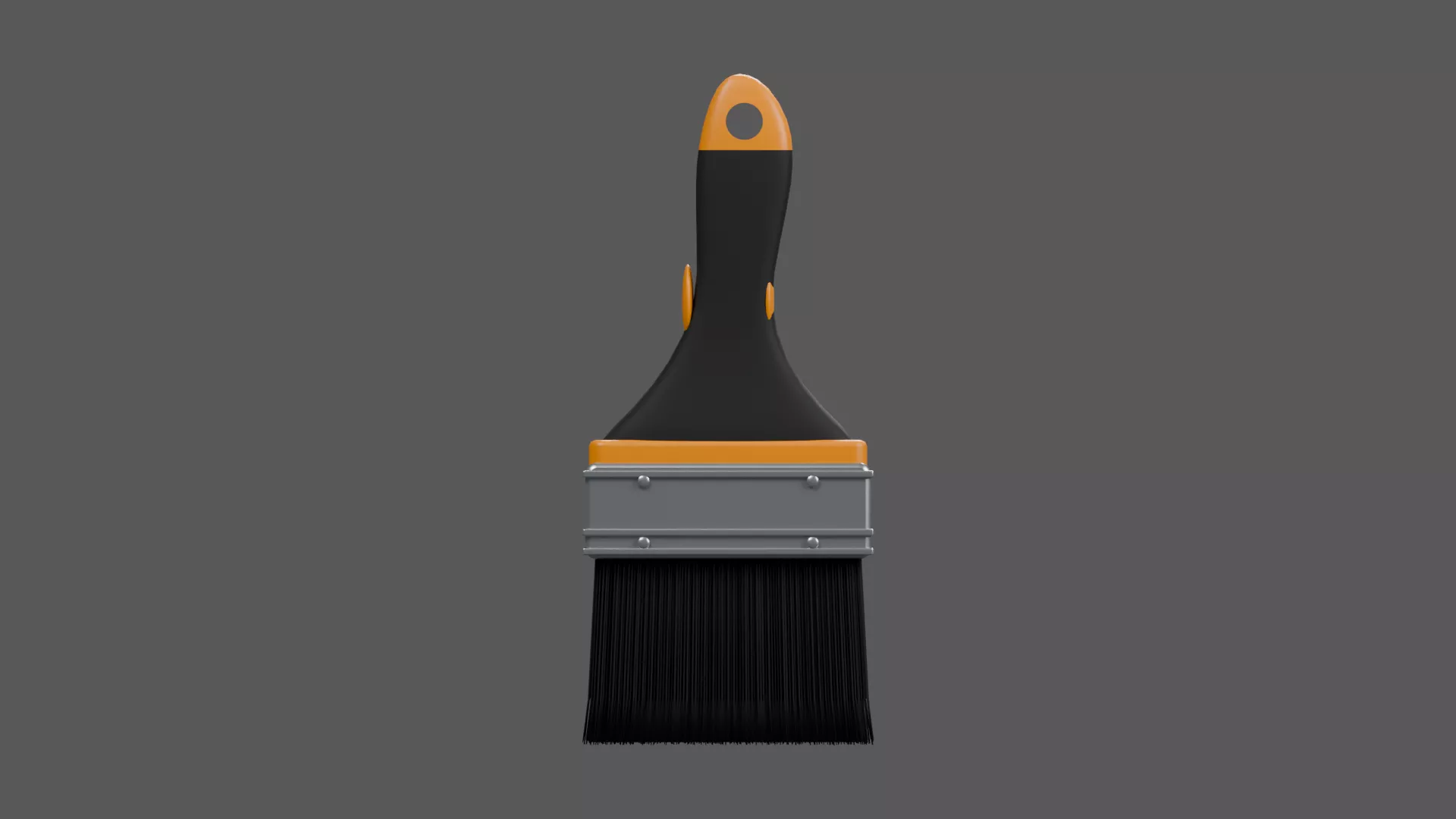 Black Bristle Paint Brush with Gold Trim Low-poly 3D model
