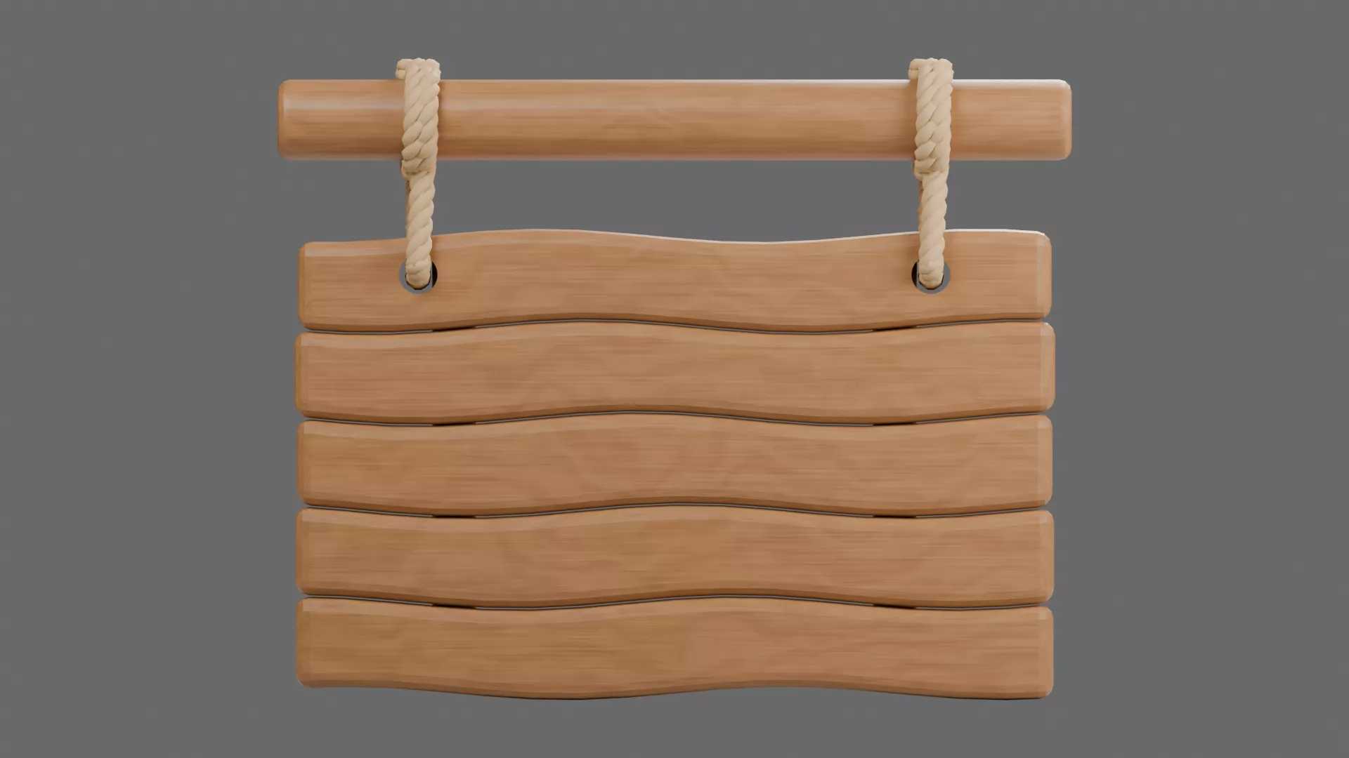 Slatted Wood Sign Suspended from Bar Low-poly 3D model