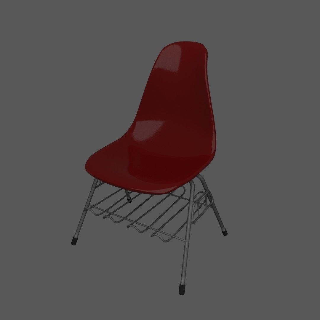 Plastic chair with metal suprot 3D model_3