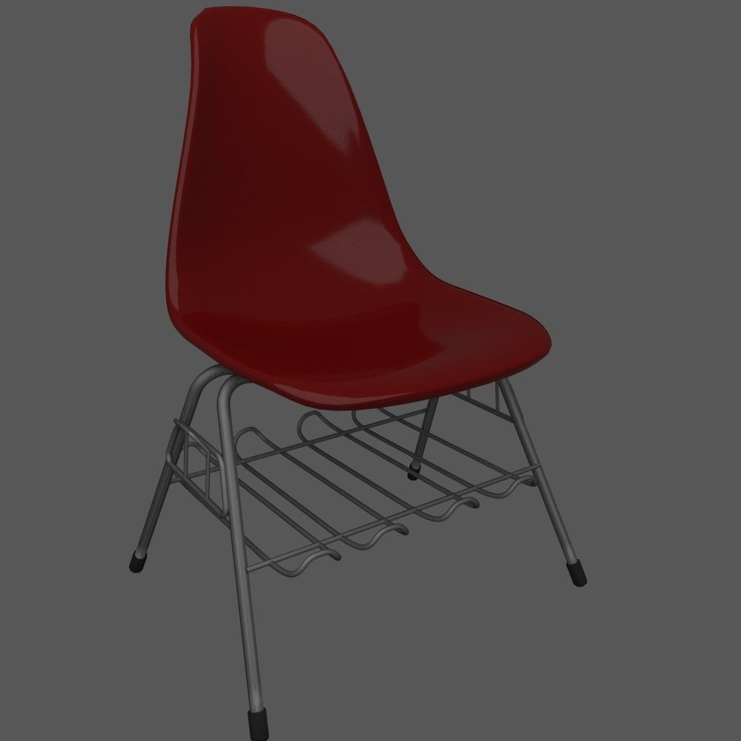 Plastic chair with metal suprot 3D model_1
