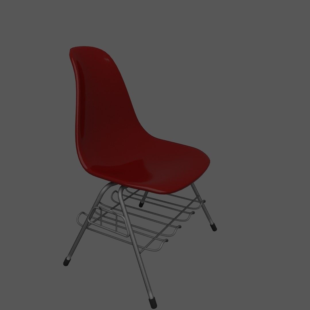 Plastic chair with metal suprot 3D model_2