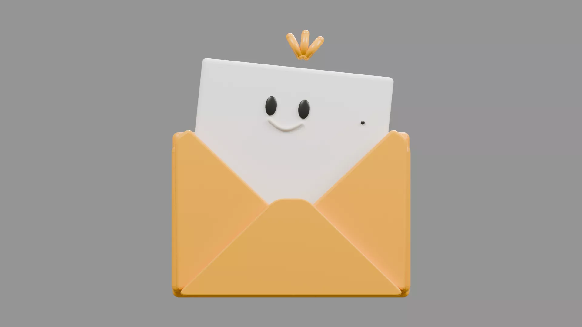 Yellow Envelope with Smiling Note Low-poly 3D model