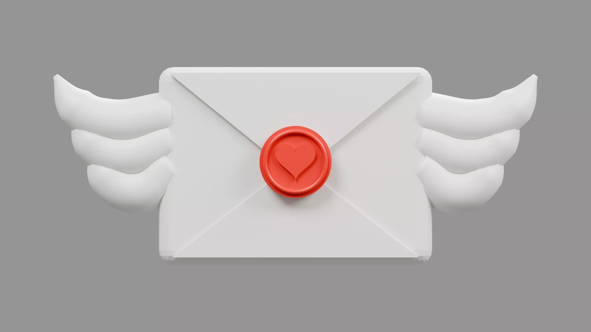 Winged White Letter with Red Wax Seal Low-poly 3D model