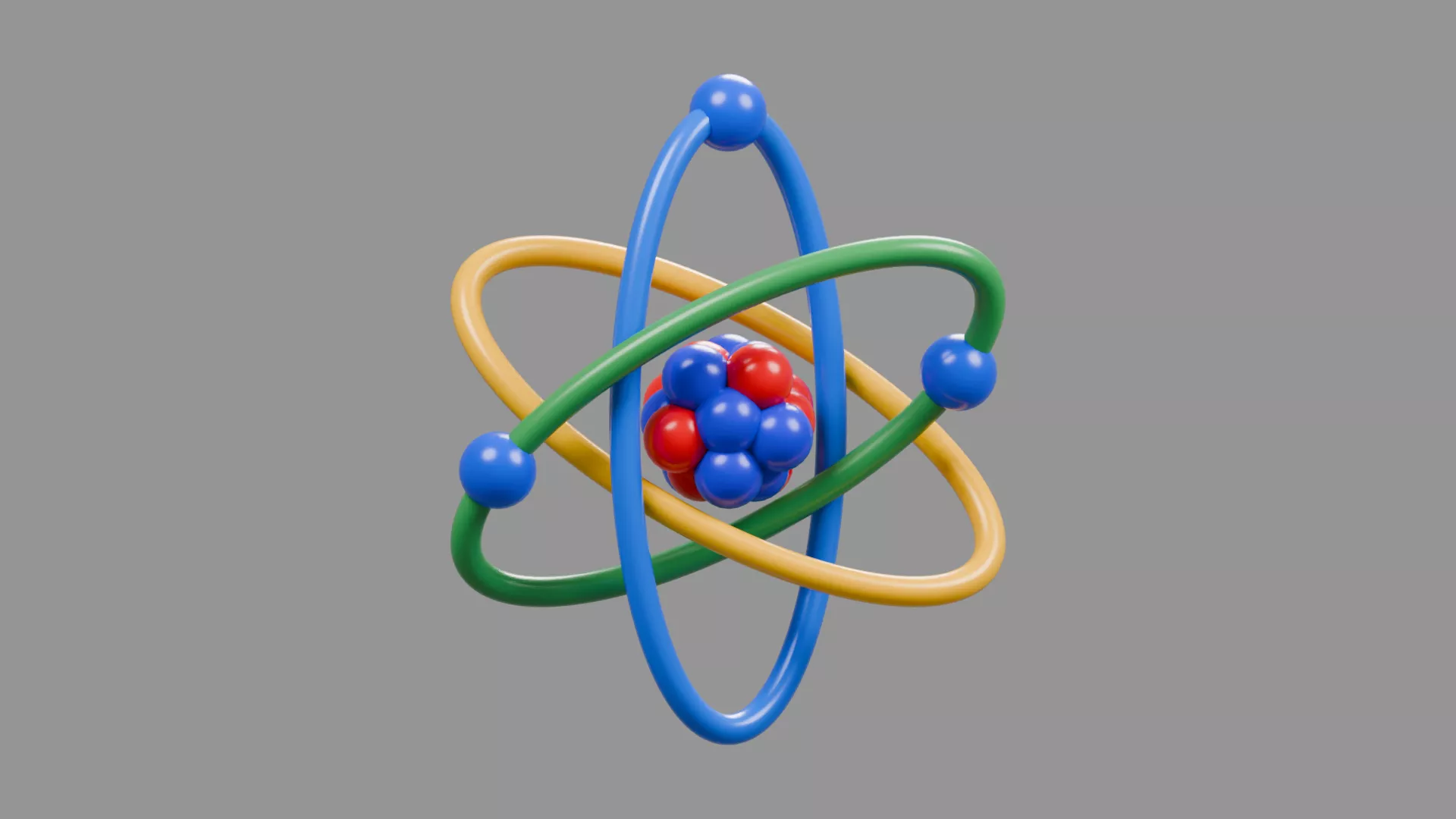 Colorful Intersecting Atom Diagram Low-poly 3D model