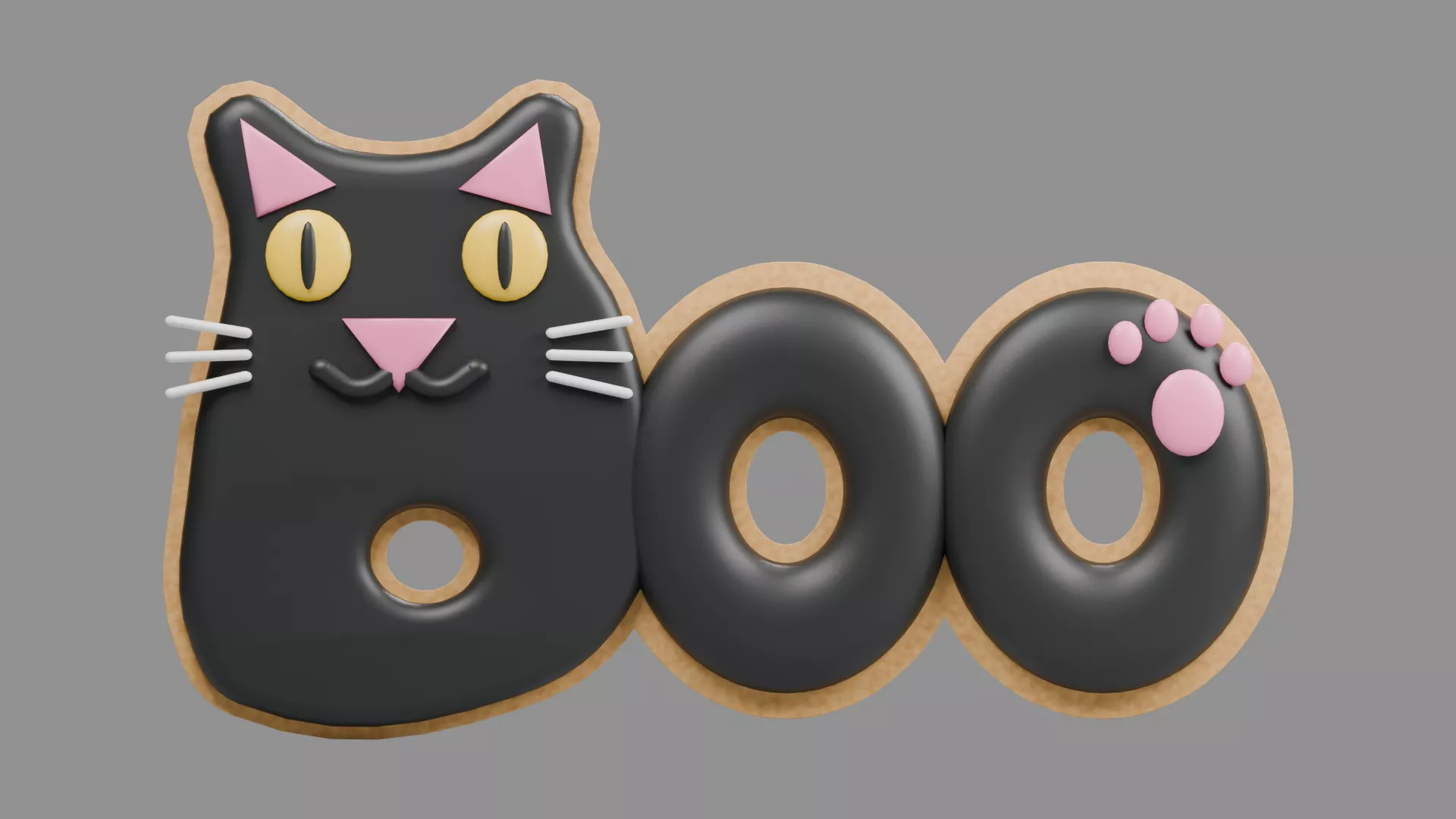Halloween Cookie Boo Low-poly 3D model