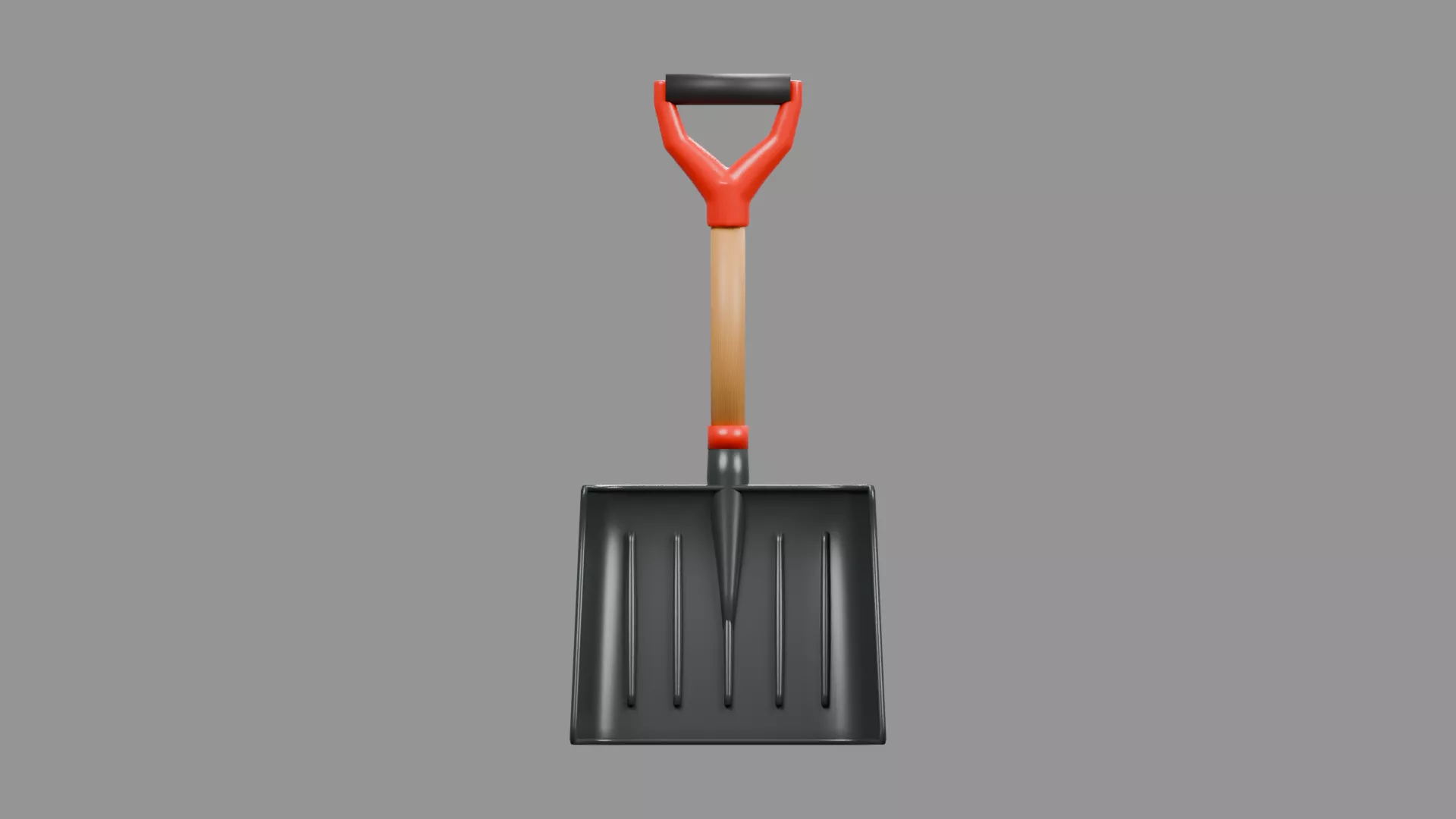 Wide Farm Shovel with Red D Handle Low-poly 3D model