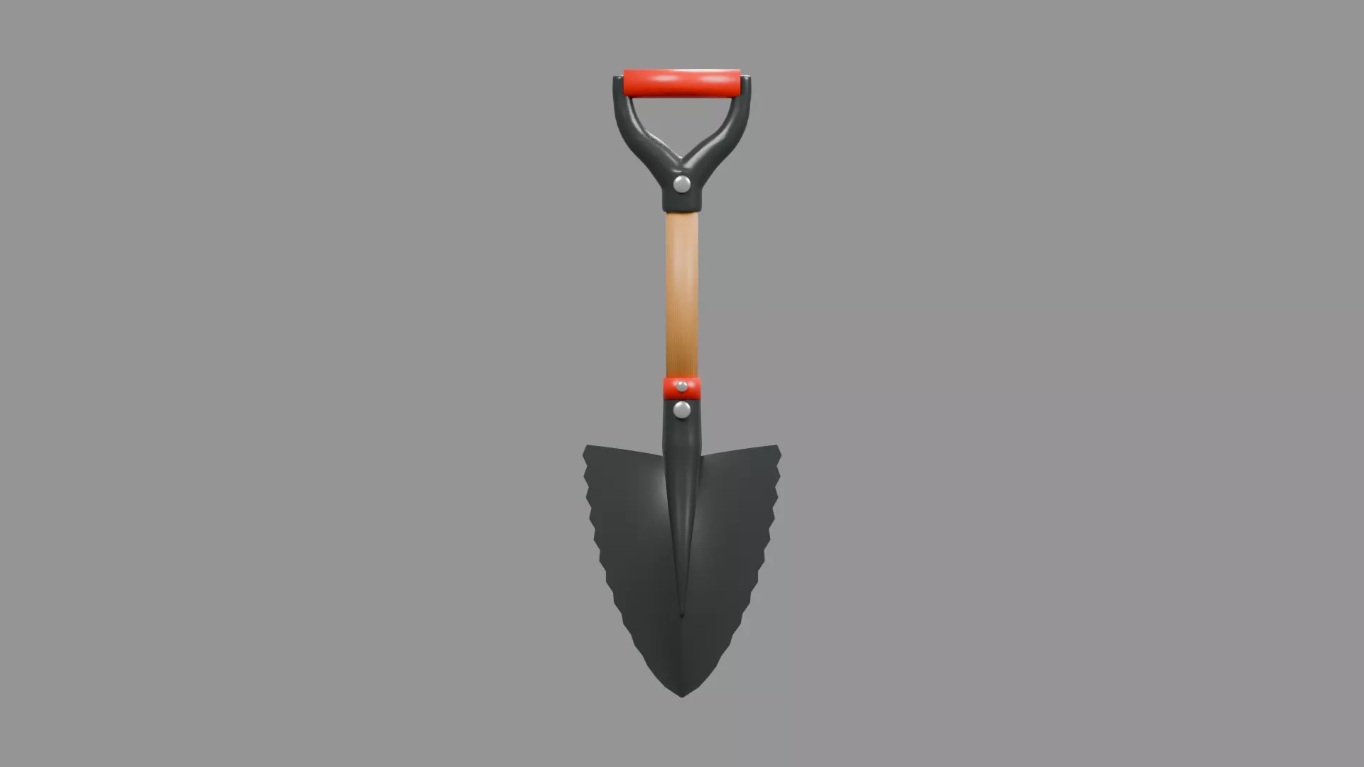 Pointed Garden Spade with Wood Shaft Low-poly 3D model