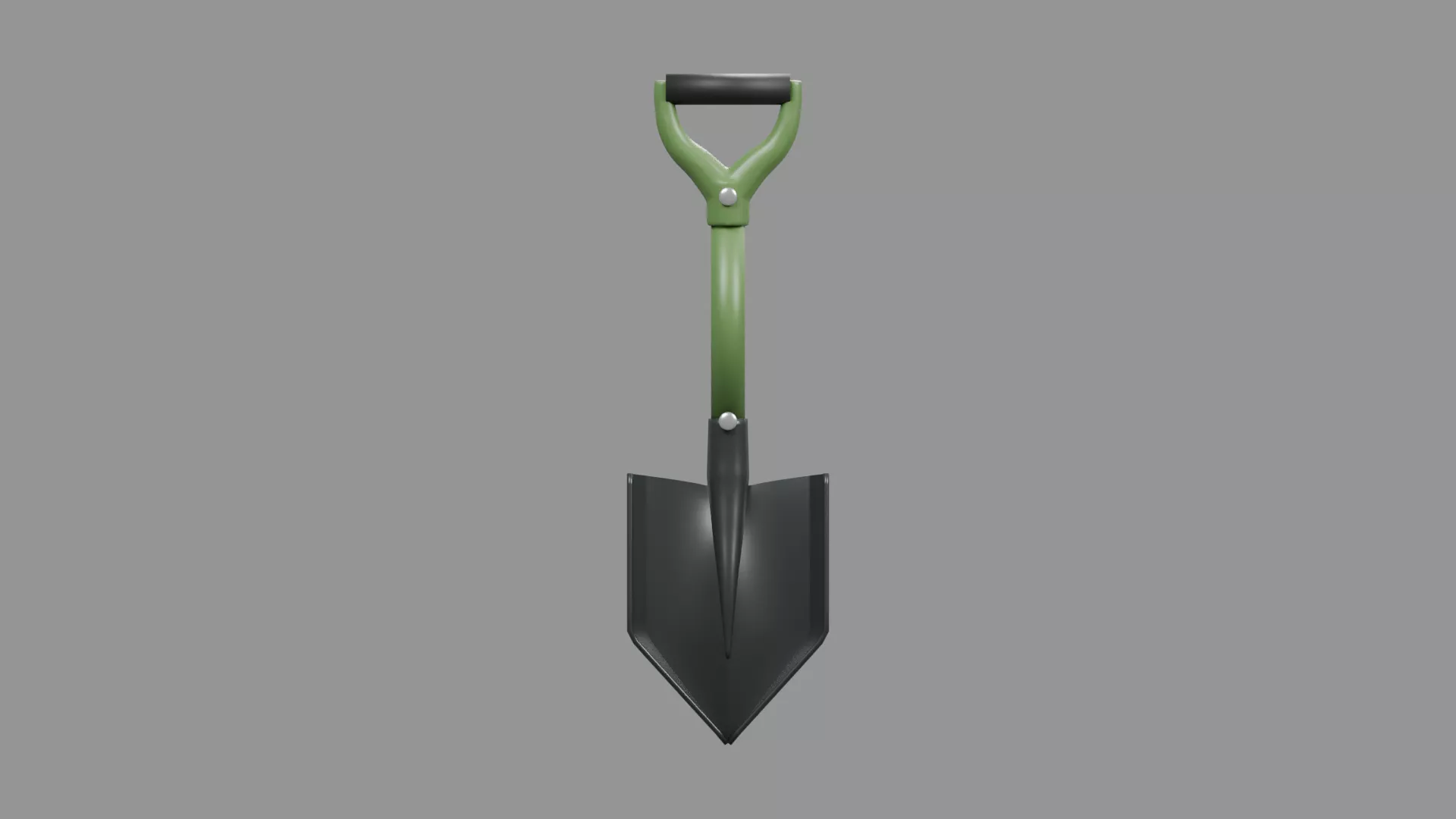 Dark Digging Shovel with Green Grip Low-poly 3D model