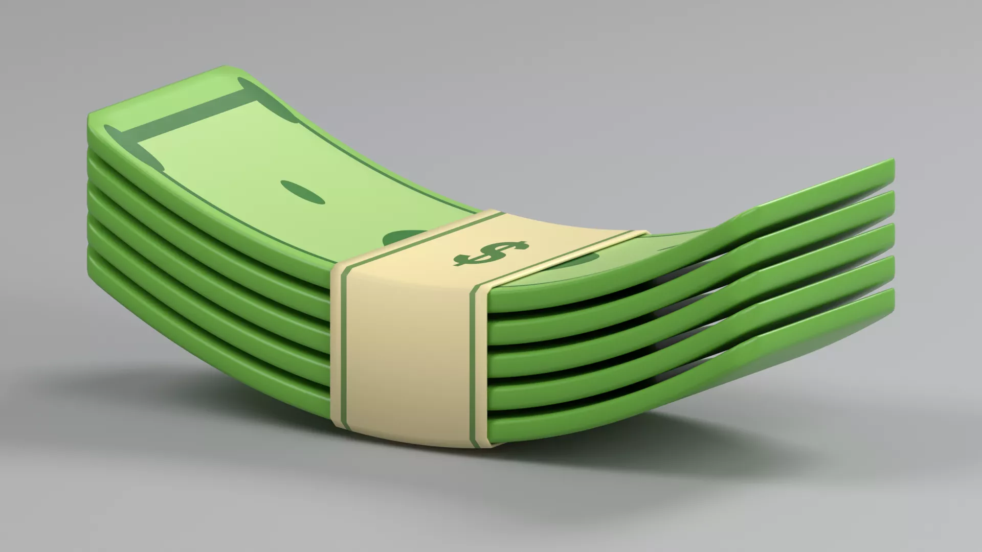 Curved Cash Stack with Paper Wrap Low-poly 3D model