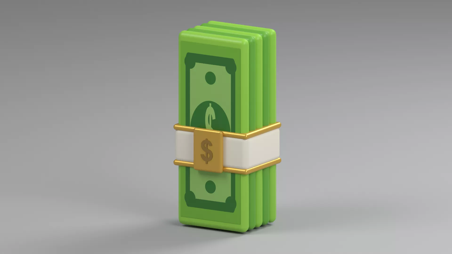 Upright Dollar Bundle with Currency Seal Low-poly 3D model