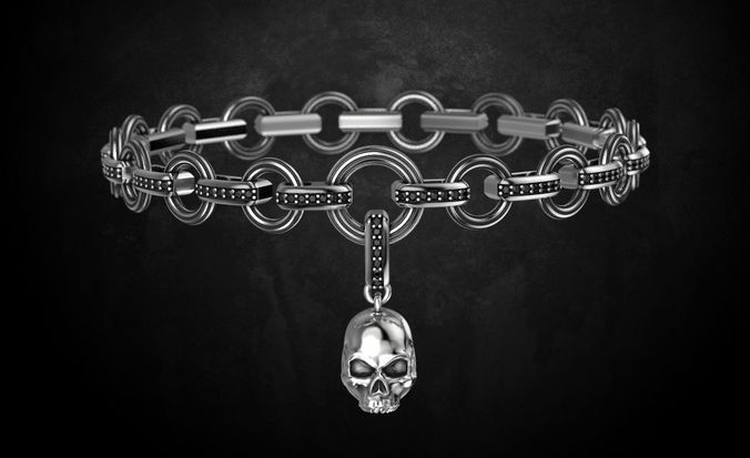 Bracelet with different attachments and skull 136 3D print model