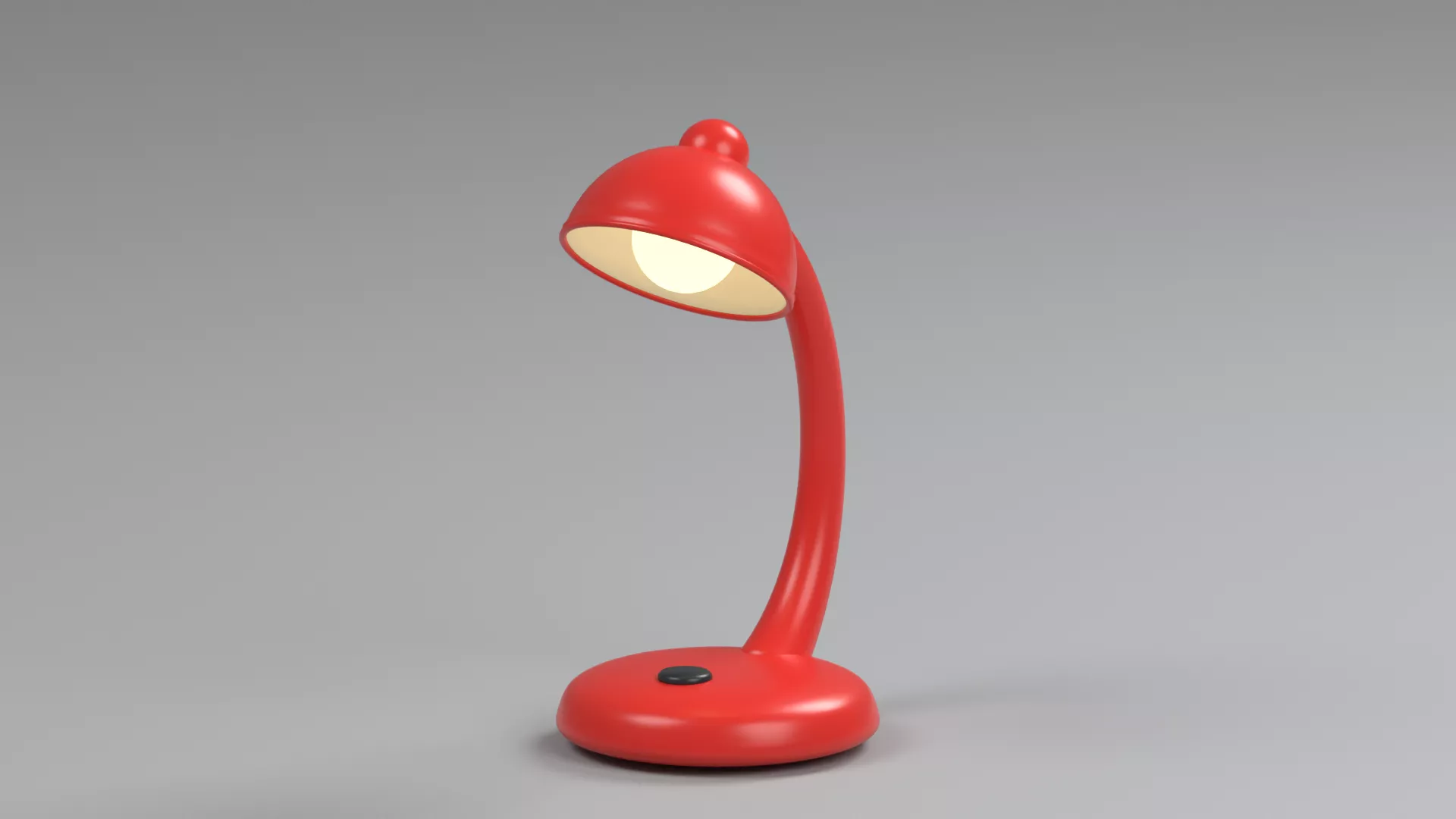 Red Desk Lamp with Curved Stem Low-poly 3D model