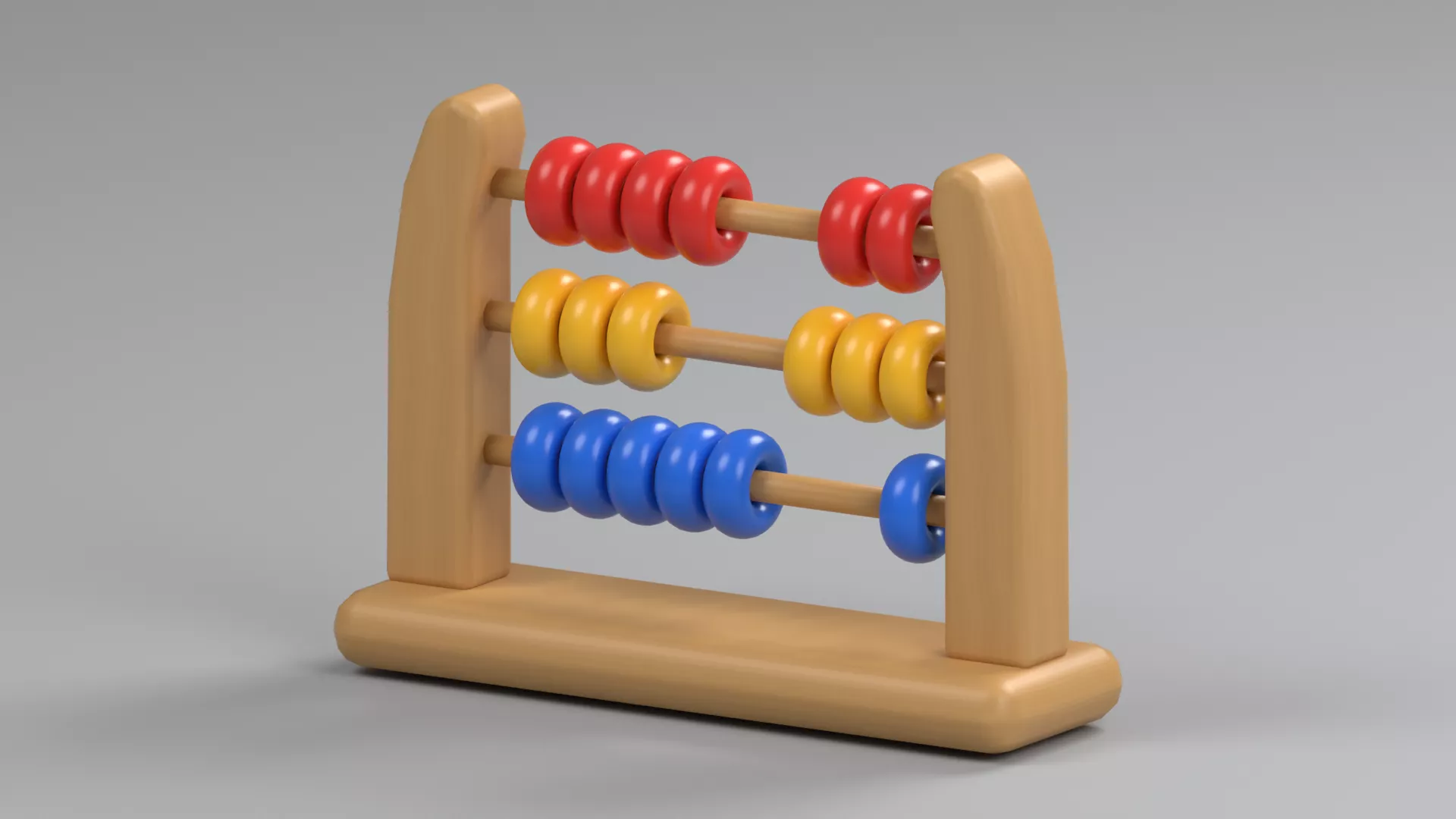 Three Row Wooden Counting Abacus Low-poly 3D model