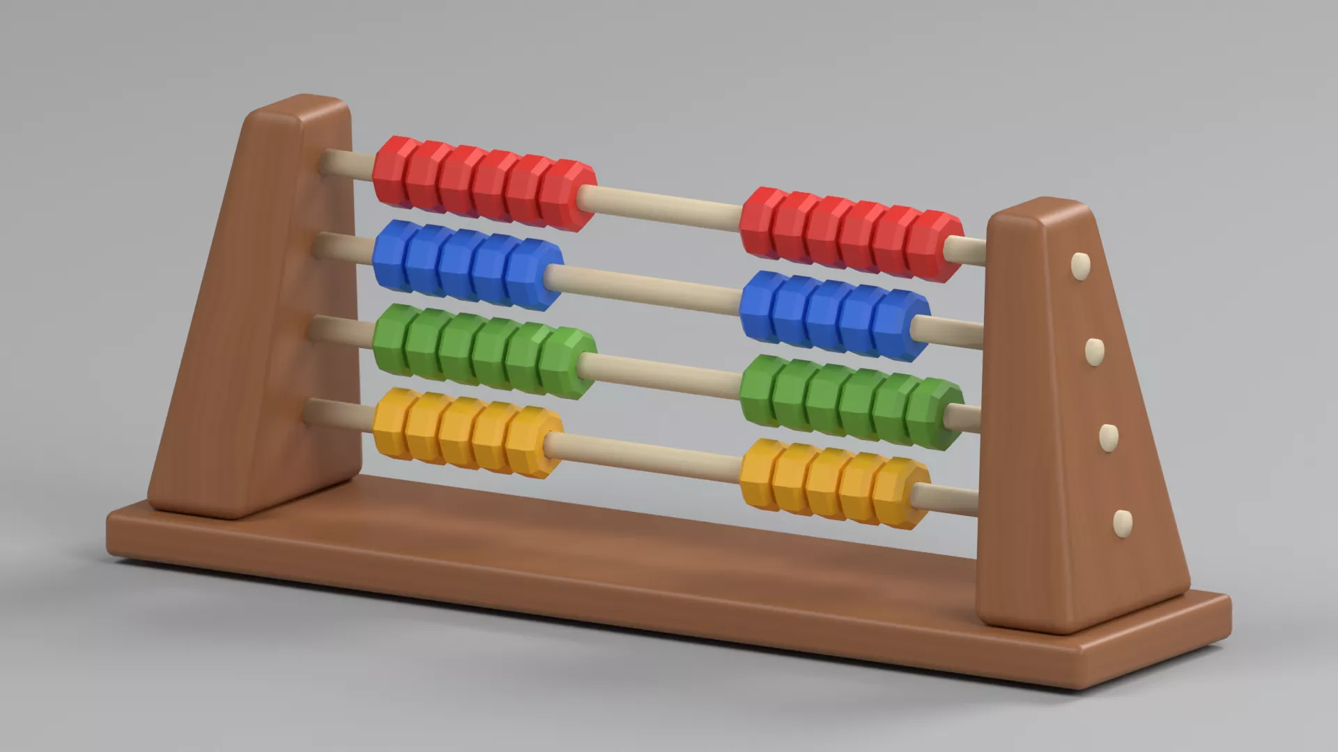 Wide Timber Abacus with Colored Beads Low-poly 3D model