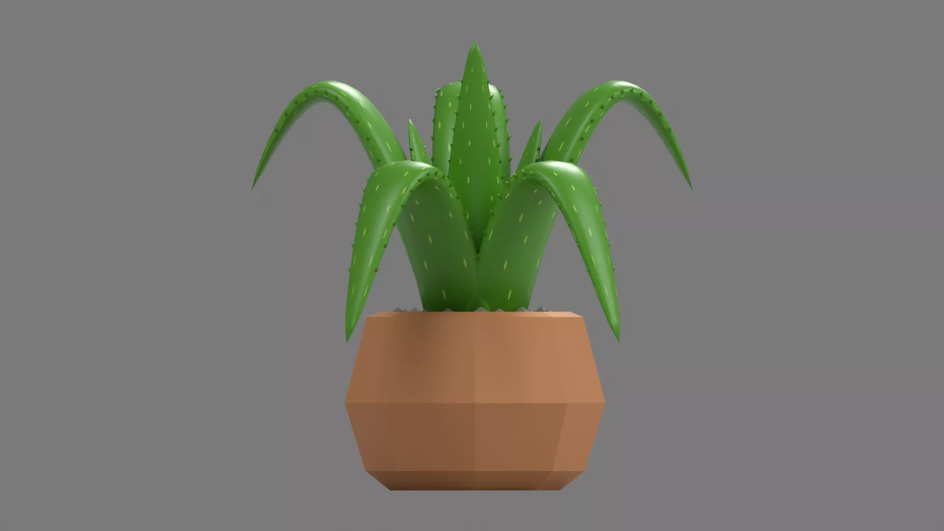 Broad Leaf Aloe in Terracotta Pot Low-poly 3D model
