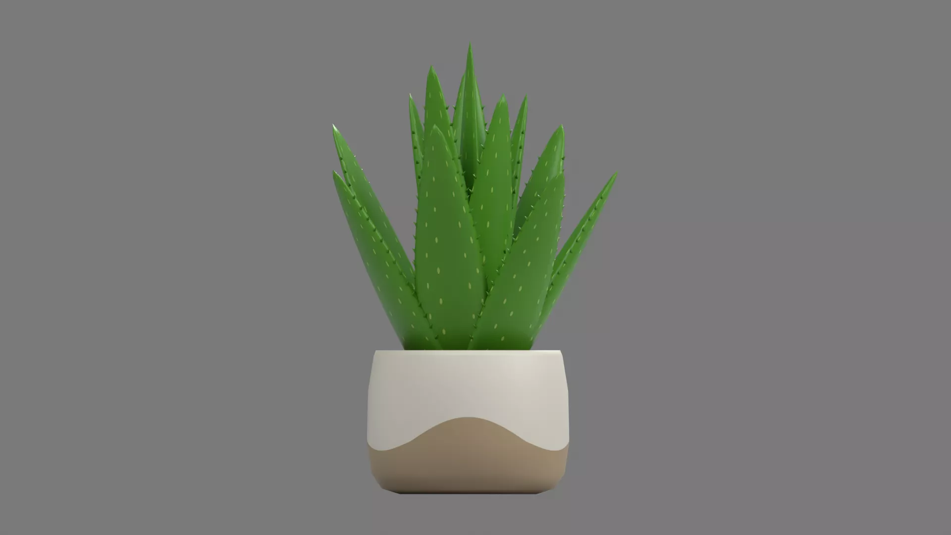 Upright Succulent in Cream Round Pot Low-poly 3D model