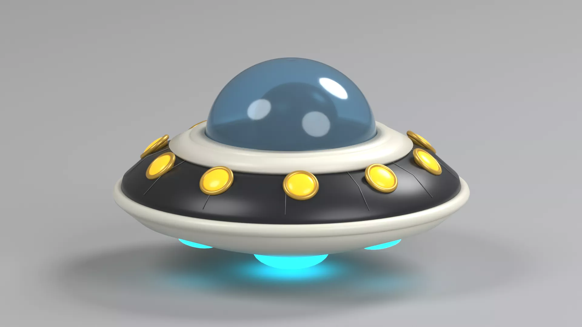 Hovering Flying Saucer with Blue Glow Low-poly 3D model
