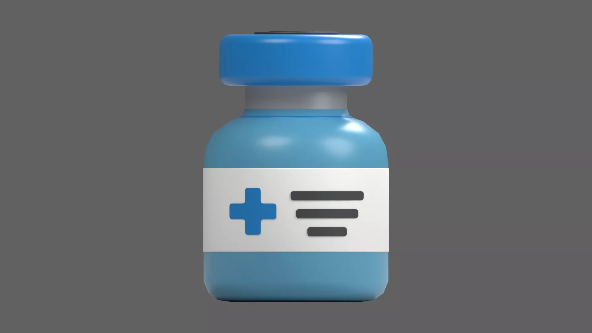 Round Blue Medicine Vial with Label Low-poly 3D model