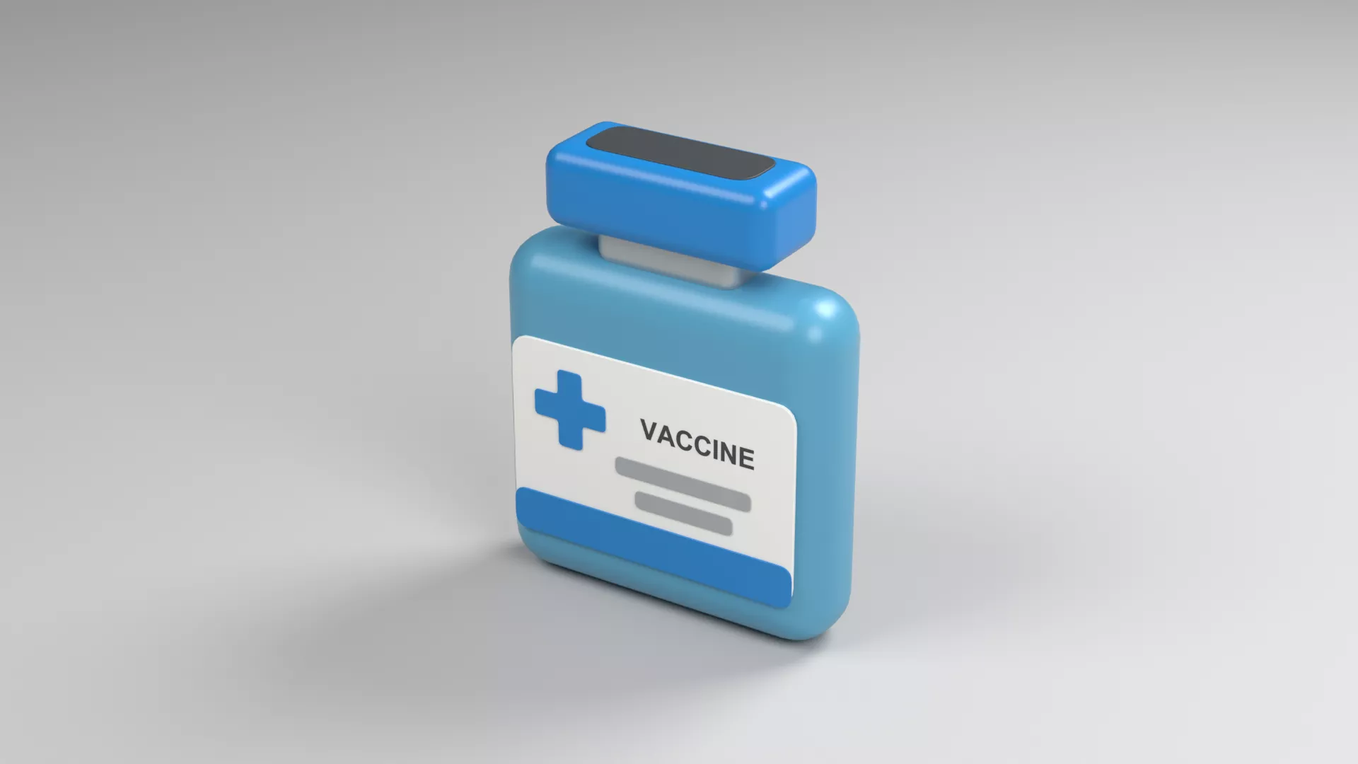 Square Vaccine Bottle with Medical Cross Low-poly 3D model