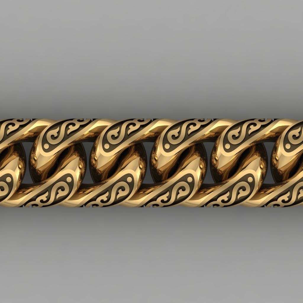 Miami cuban link chain bracelet 0064 3D print model_3