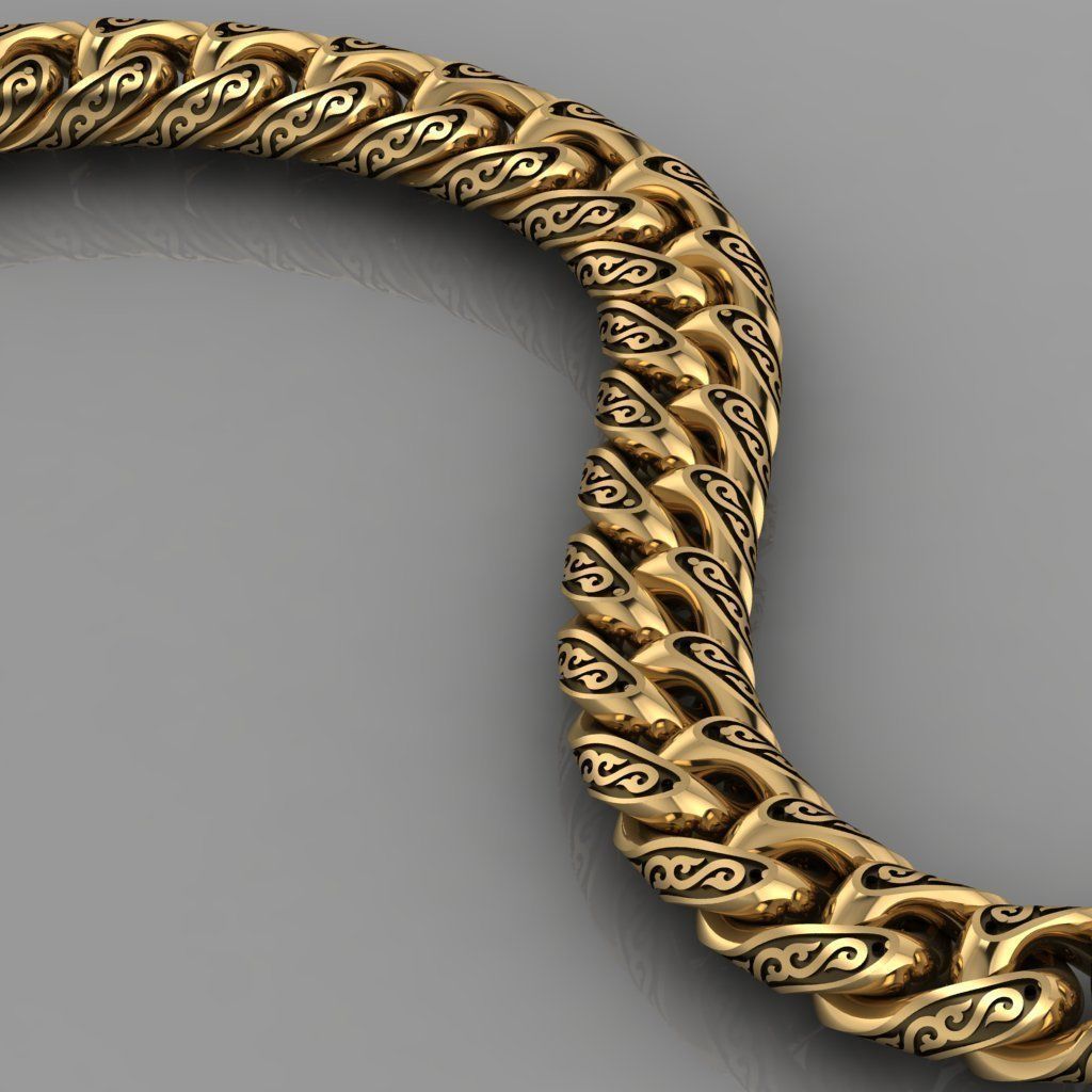Miami cuban link chain bracelet 0064 3D print model_1
