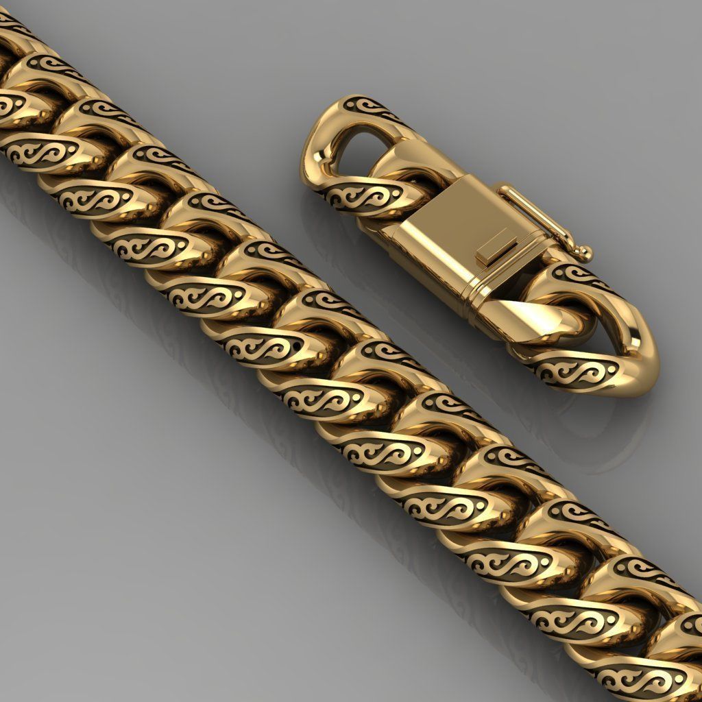 Miami cuban link chain bracelet 0064 3D print model_0