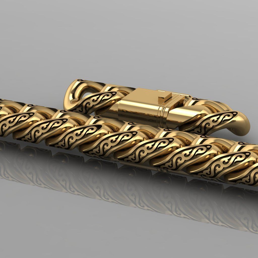 Miami cuban link chain bracelet 0064 3D print model_2