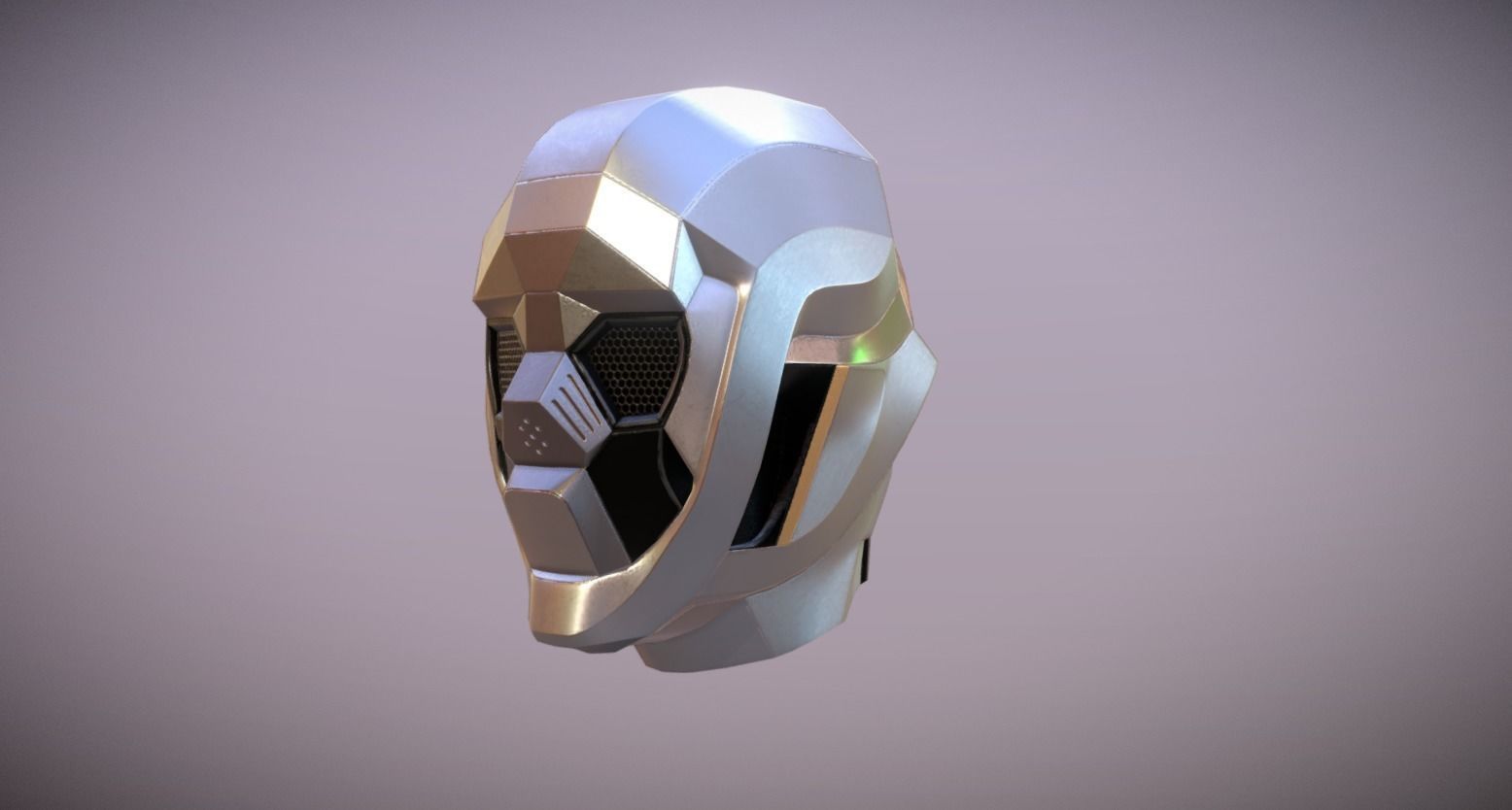 Robotic head Game Ready Low-poly 3D model_0