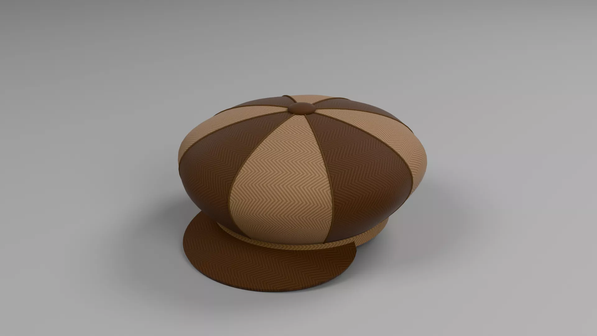 Two Tone Brown Baker Boy Hat Low-poly 3D model