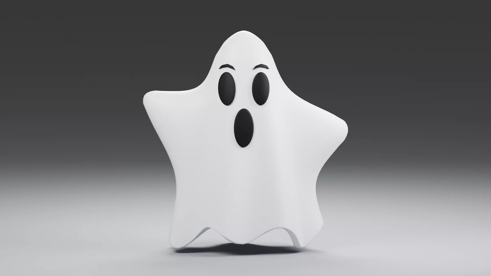 Ghost cartoon style Low-poly 3D model